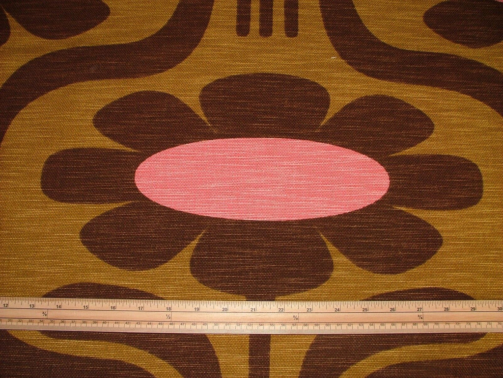 2 Metres Orla Kiely - Slub Cotton Fabric - CLIMBING DAISY OCHRE TAN