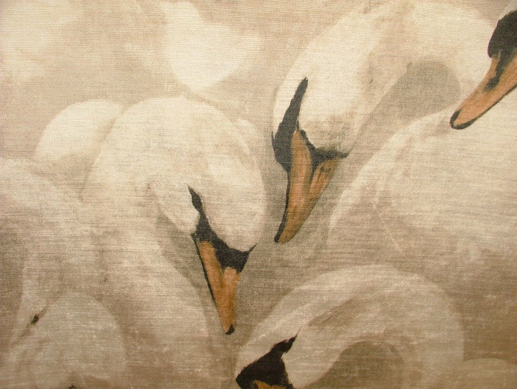 Majestic Swans Sand Extra Thick Velvet Fabric Curtain Upholstery Cushion Use