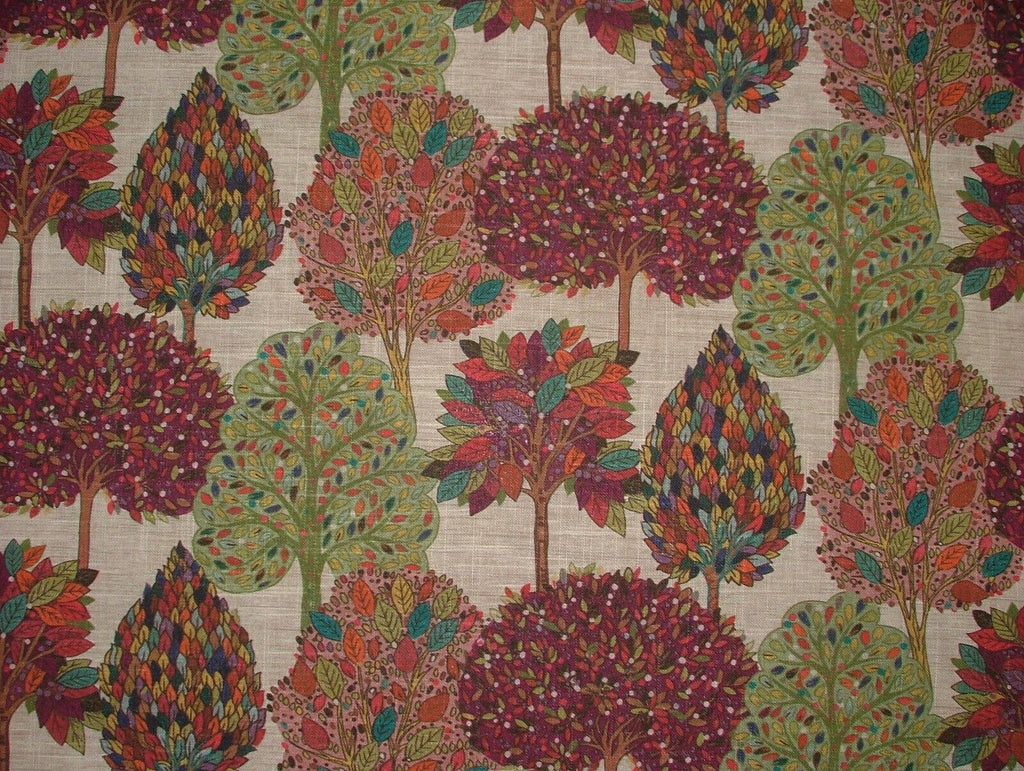 Foliage Fall Trees Mulberry Linen Blend Curtain Upholstery Cushion Blind Fabric