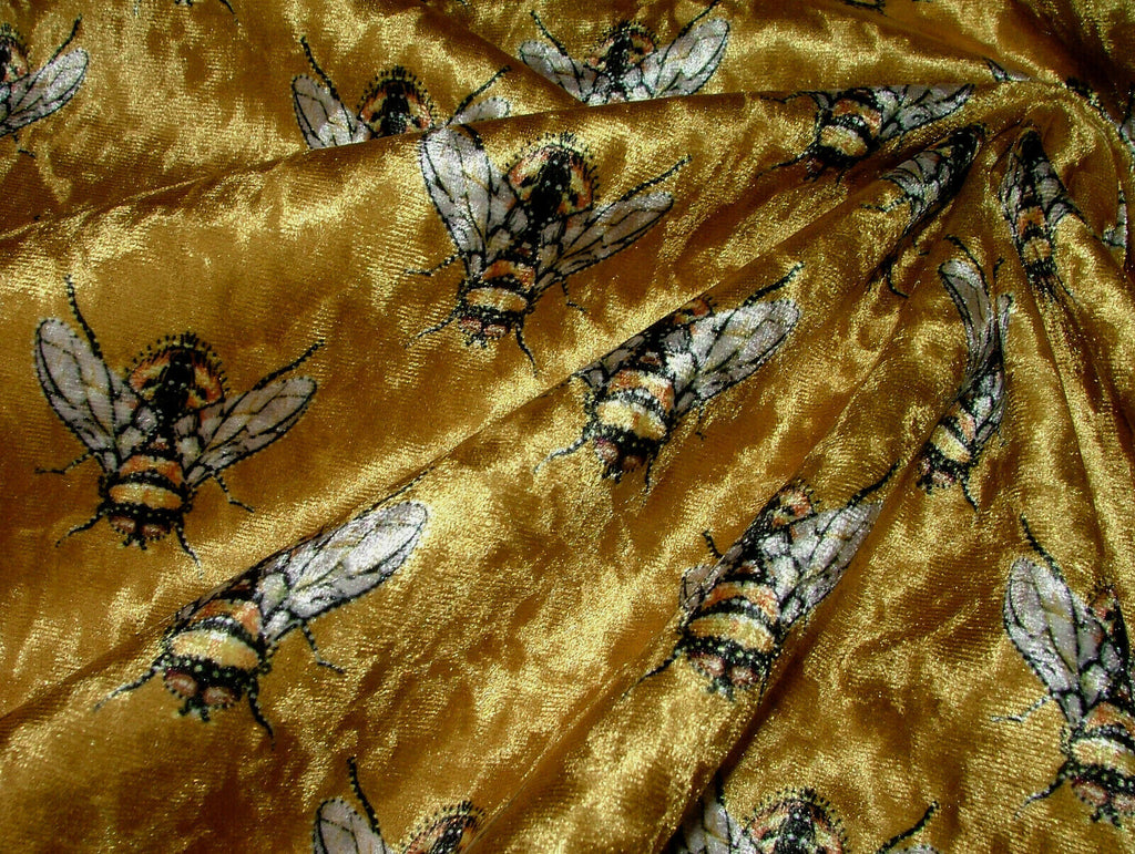 Luxurious Bees Plush Velvet Bee Fabric Curtain Upholstery Cushion Roman Blinds