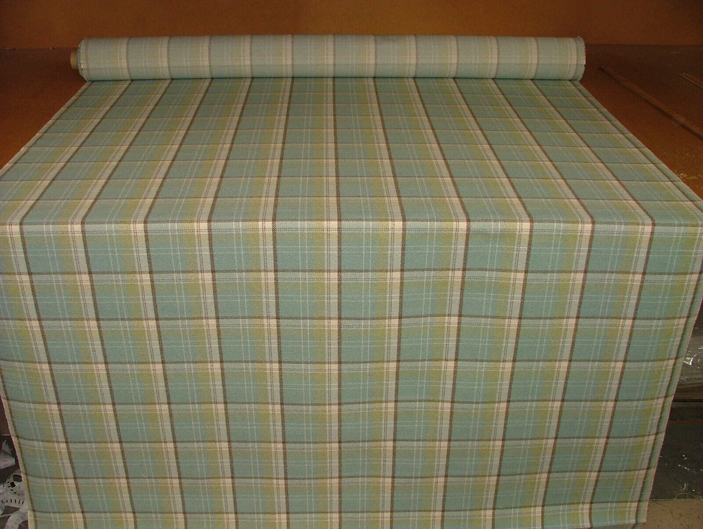 8 Metres Cornflower Blue Wool Effect Thick Tartan Upholstery Curtain Fabric