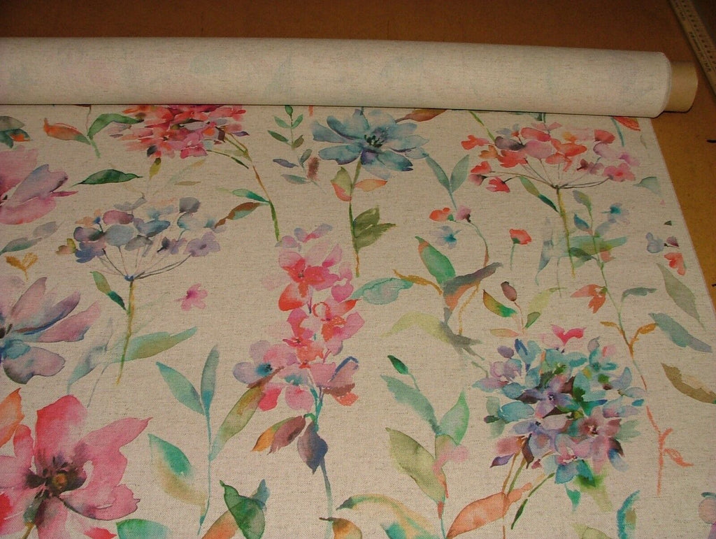 Hydrangea Linen And Cotton Blend Floral Fabric Curtain Cushion Upholstery