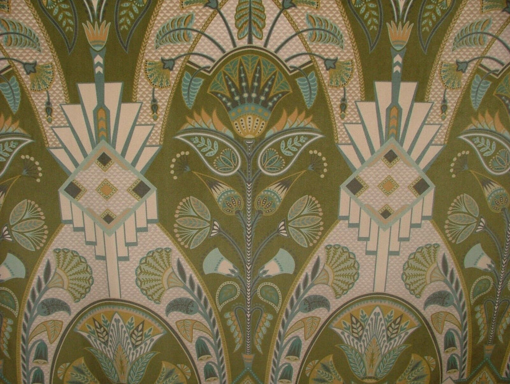 Art Deco Festival Moss Green Plush Velvet Fabric Curtain Upholstery Cushion