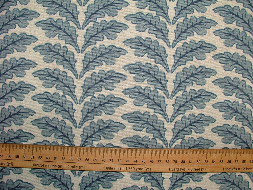 Morris Leaf Delft Blue Cotton Curtain Upholstery Cushion Roman Blind Fabric