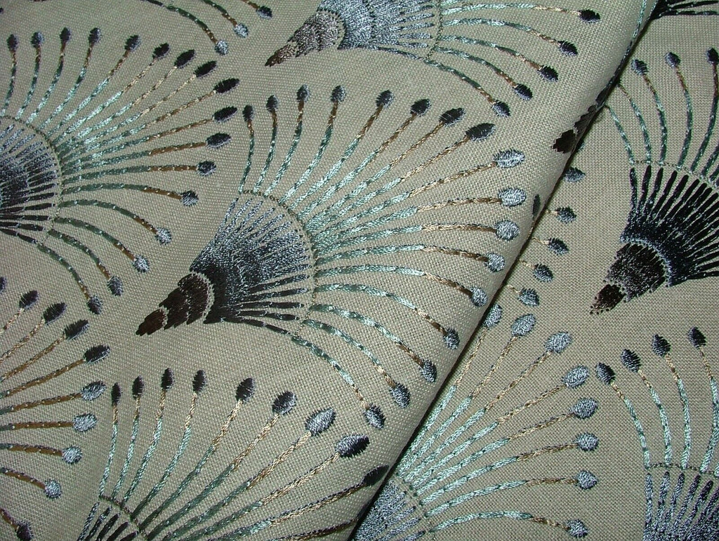 Embroidered Art Deco Fan Cloud Fabric Curtain Upholstery Cushion Soft Furnishing