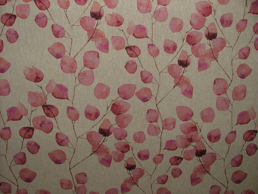 Eucalyptus Tree Leaf Pink Linen Cotton Fabric Curtain Cushion Upholstery Craft