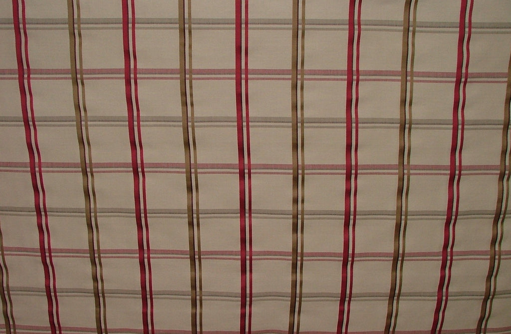 Romo Curtain Upholstery Fabric Quincey Redcurrant Woven Check - 14 Metres2
