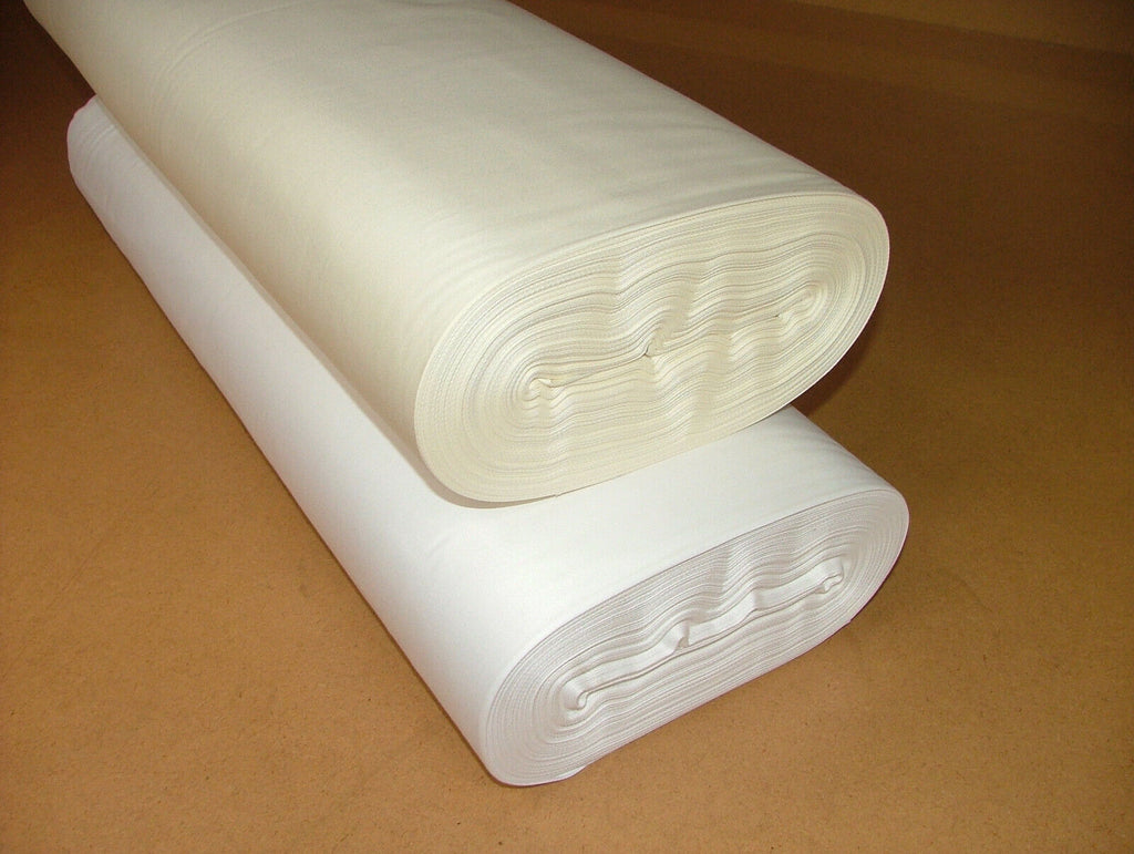 50 Metres 100% Cotton Sateen ''Ivory Or White" Curtain Fabric Lining 54" Wide