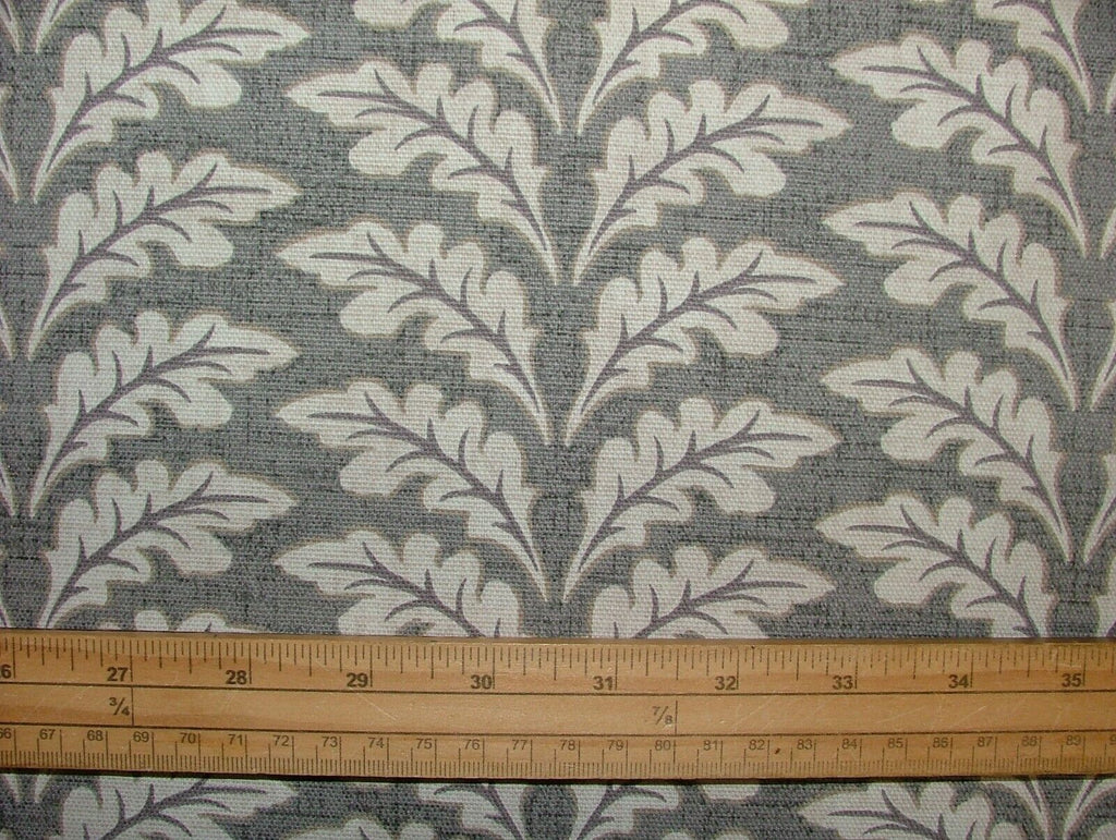 10m Morris Leaf Granite Grey Cotton Curtain Upholstery Cushion Blind Fabric