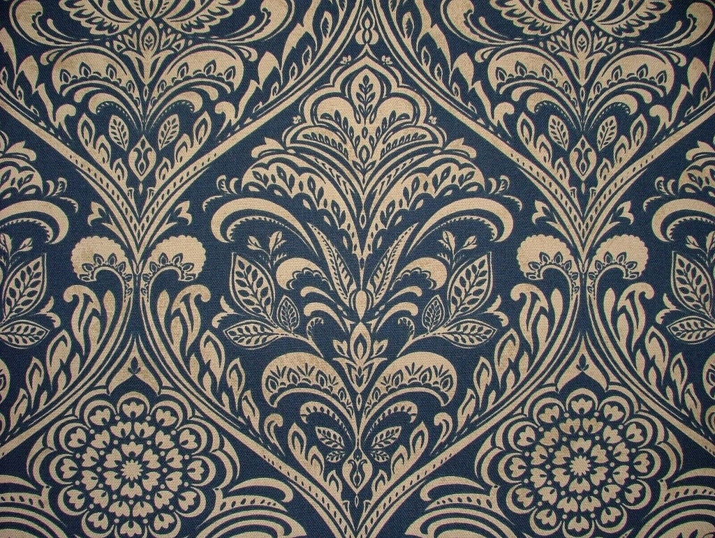 Windermere Indigo Blue Cotton Curtain Upholstery Cushion Roman Blind Fabric