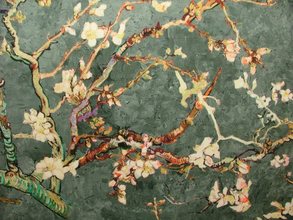 Japanese Cherry Blossom Tree Grey Velvet Fabric Curtain Upholstery Cushion Use