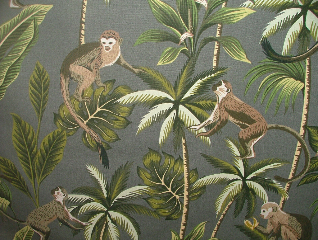 Tropical Monkey Botanical 100% Cotton Curtain Upholstery Cushion Blind Fabric