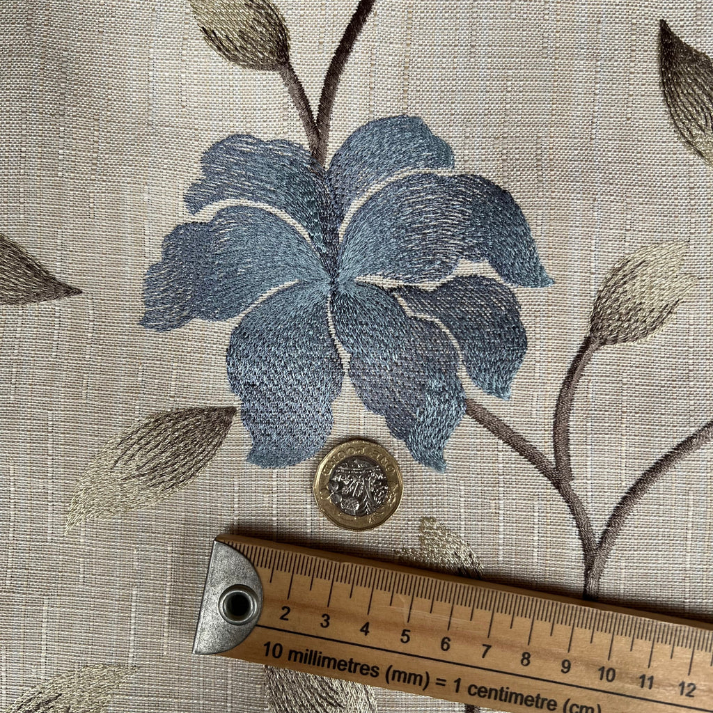 1.3 Metres iLiv Everglade Cobalt Premium Embroidered Fabric Curtain Upholstery7