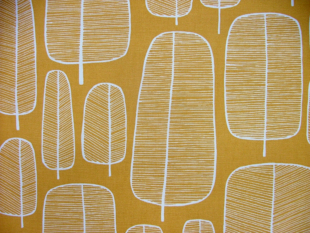 MissPrint Little Trees Yellow Scandi Cotton Curtain Upholstery Cushion Fabric