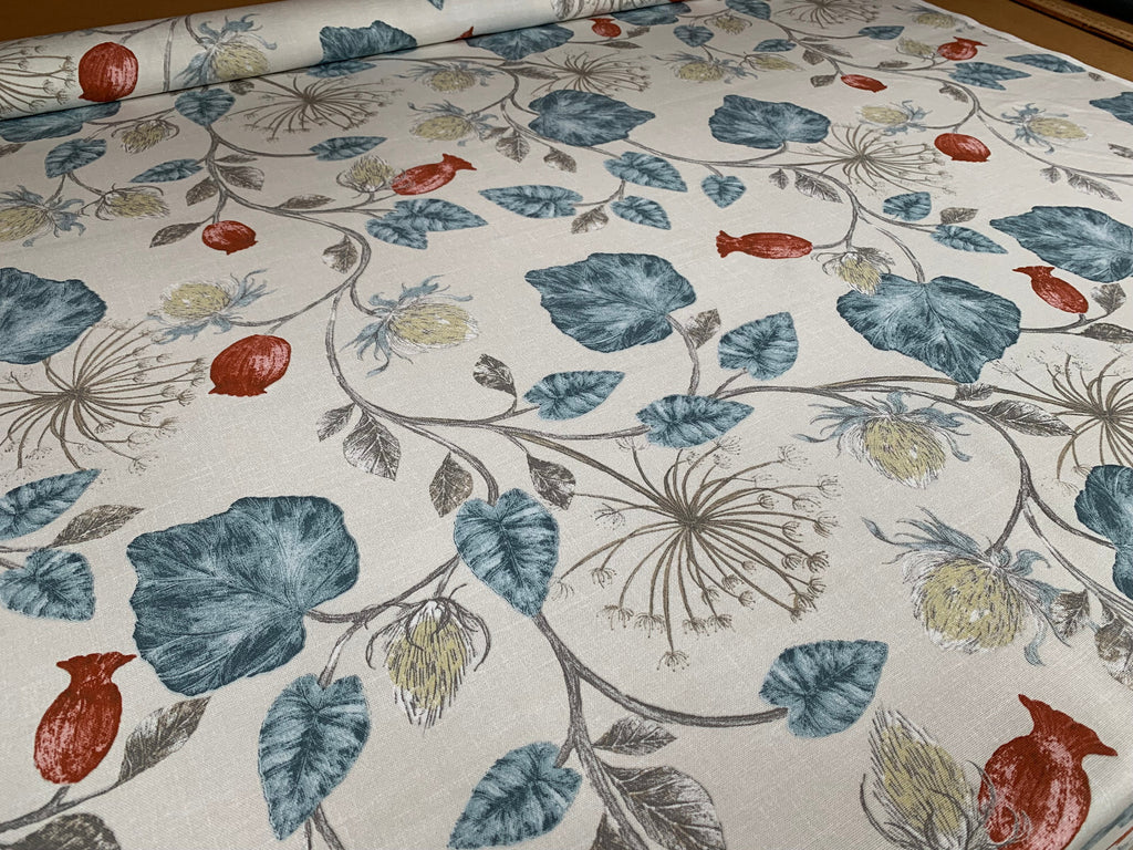 iLiv Cotton Curtain Fabric 3.1 Metres Parchment Wedgewood Upholstery Cushion4