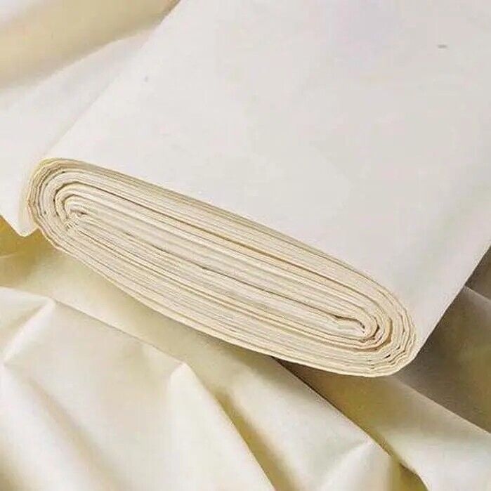 75 Metres Chalk Premium Satin Weave Polycotton Washable Curtain Lining Fabric