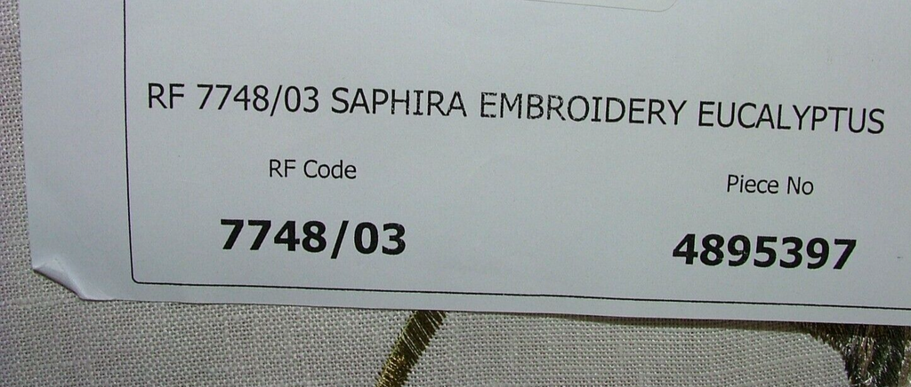 80cms Romo Saphira Embroidery Eucalyptus Fabric Upholstery Cushion RRP £153.20