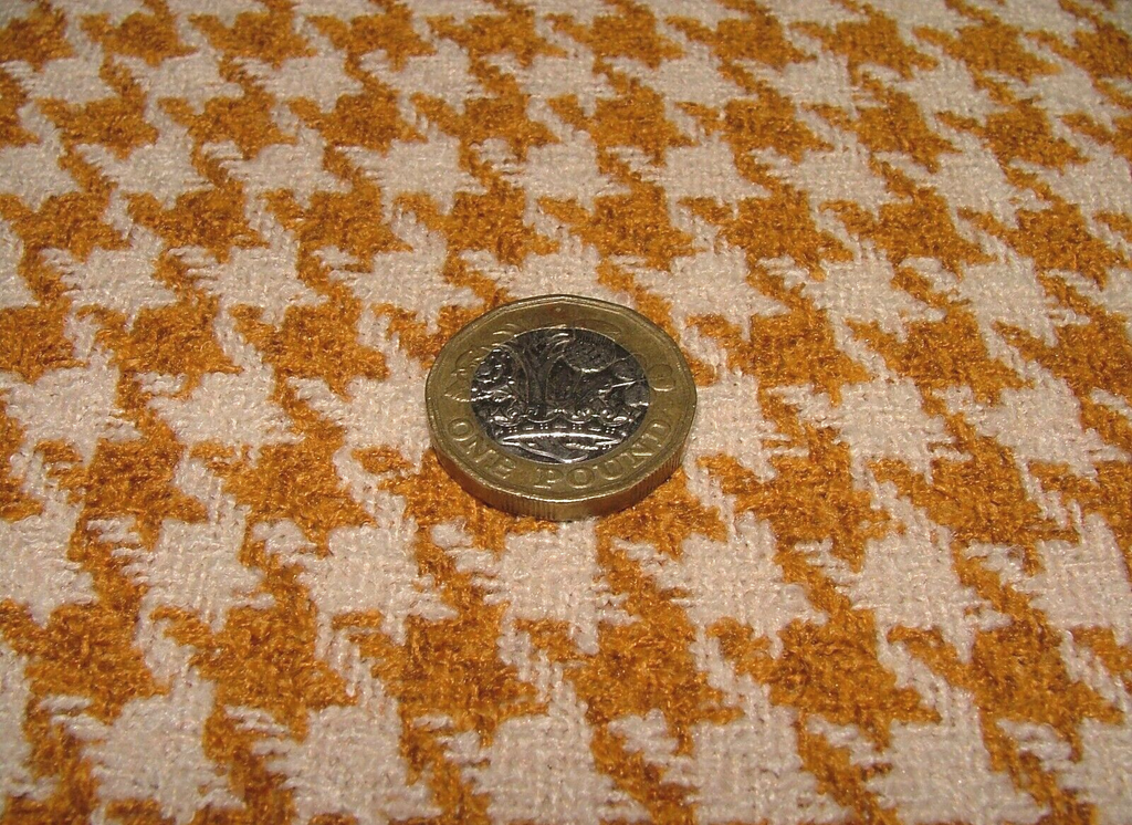 2 Metres iLiv Houndstooth Mustard FR Upholstery Fabric Cushion Upholstery