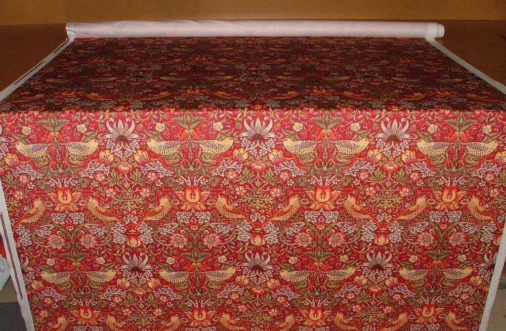 William Morris Strawberry Thief Wine Velvet Fabric Curtain Upholstery Cushion