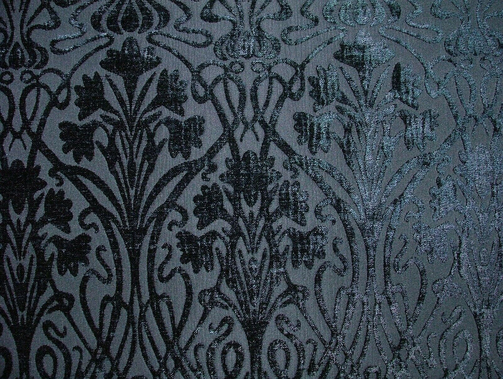 Art Nouveau Indigo Blue Thick Chenille Fabric Curtain Upholstery Quilting Morris