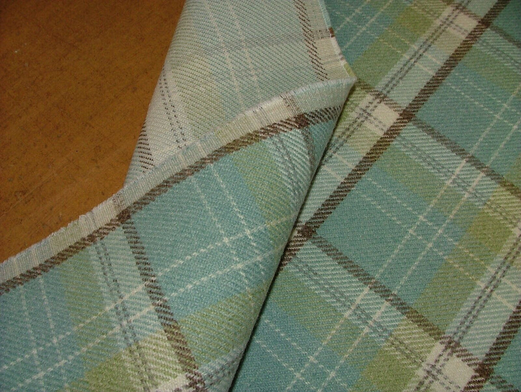 8 Metres Cornflower Blue Wool Effect Thick Tartan Upholstery Curtain Fabric