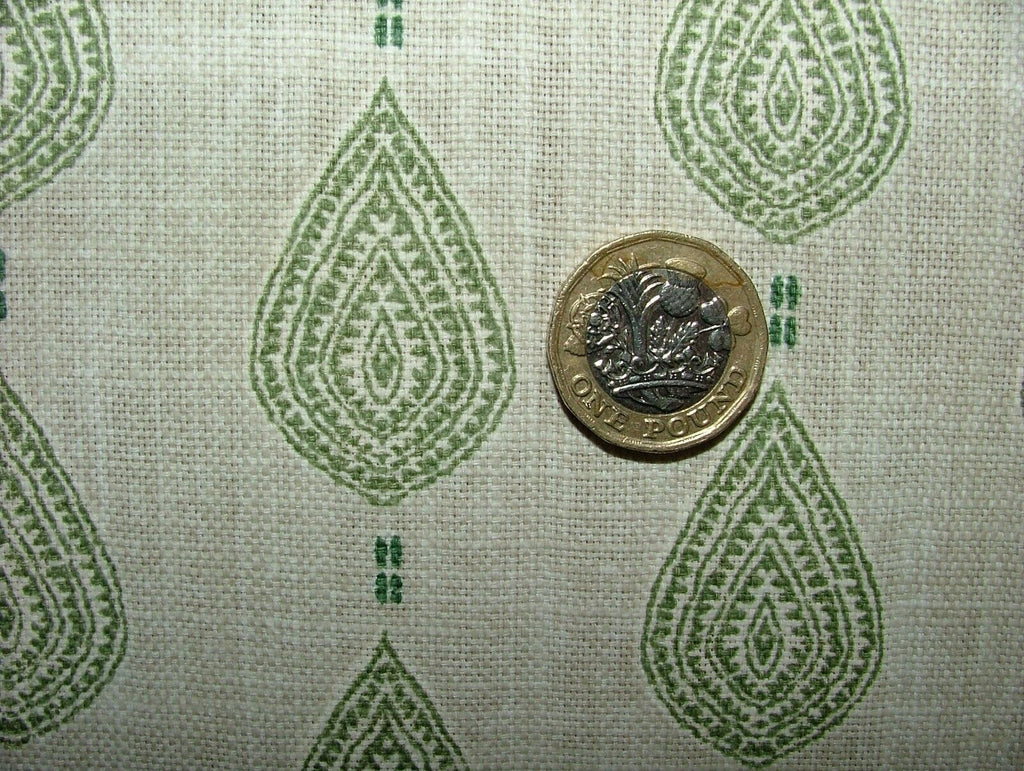 1.7 Metres iLiv Indo Sage Green Batik Leaf Fabric Curtain Cushion Upholstery