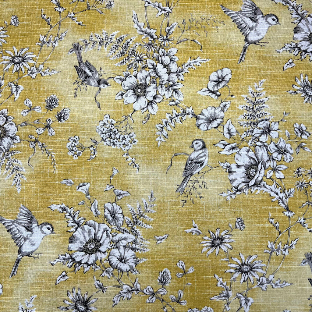 2m iLiv Finch Toile Buttercup Cotton Curtain Upholstery Cushion Blind Fabric