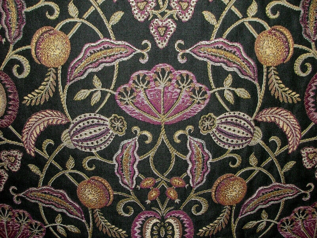 Arts And Crafts Coxhall Black Jacquard Curtain Upholstery Cushion Use Fabric