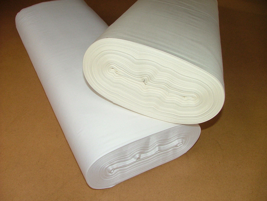 50 Metre Bale Of 100% Cotton Sateen ''Ivory Or White" Curtain Fabric Lining