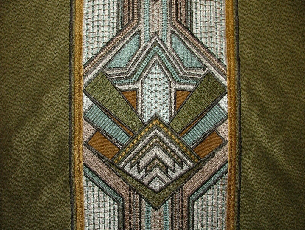 Art Deco Embroidered Gatsby Moss Jacquard Curtain Upholstery Cushion Fabric