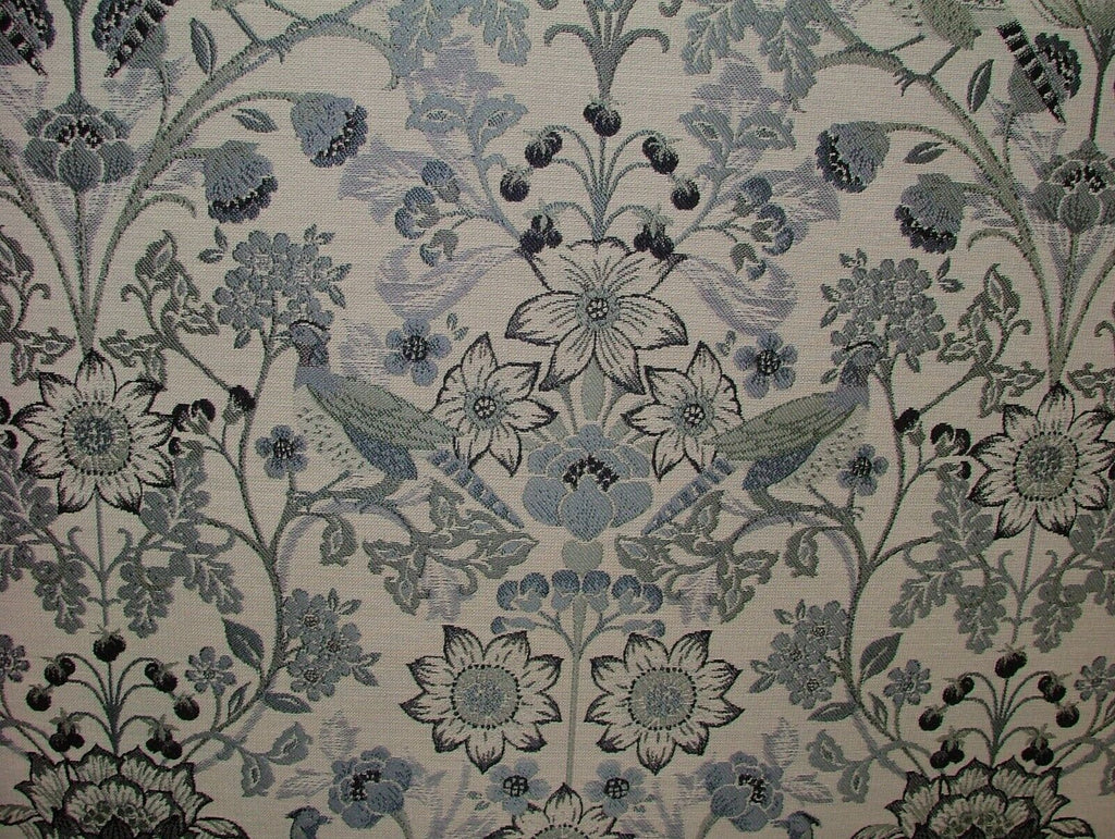 Morris Bird Delft Blue Jacquard Fabric  Curtain Upholstery Cushion Throws Use