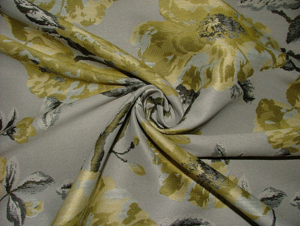 Gervald Mustard Floral Woven Jacquard Curtain Upholstery Cushion Fabric