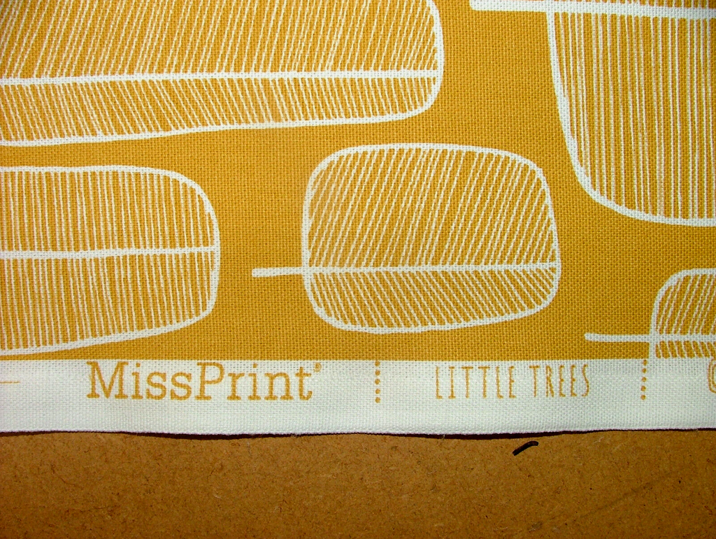 MissPrint Little Trees Yellow Scandi Cotton Curtain Upholstery Cushion Fabric