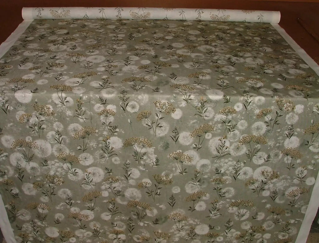 Embroidered Curtain Fabric Botanical Green Floral Upholstery Cushion  12 Metres2