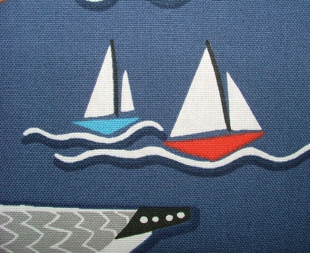 Whitby Seagull Nautical Coastal Cotton Curtain Upholstery Cushion Blind Fabric