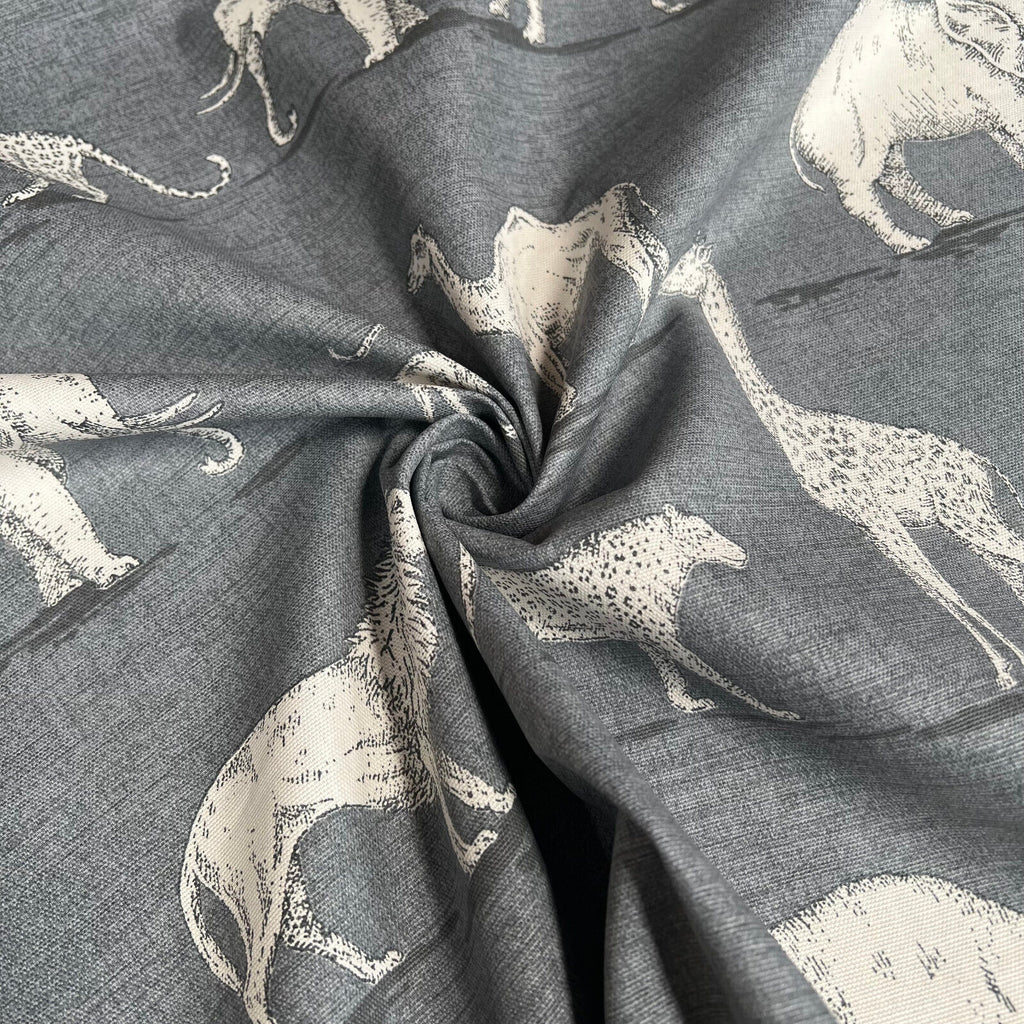 2.3m iLiv Prairie Animals Lead Grey Cotton Fabric Cushion Curtain Upholstery