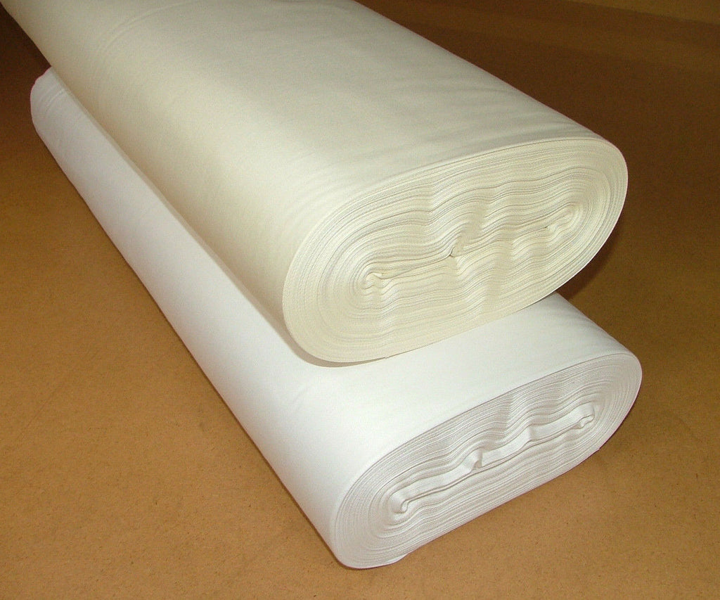 50 Metre Bale Of 100% Cotton Sateen ''Ivory Or White" Curtain Fabric Lining