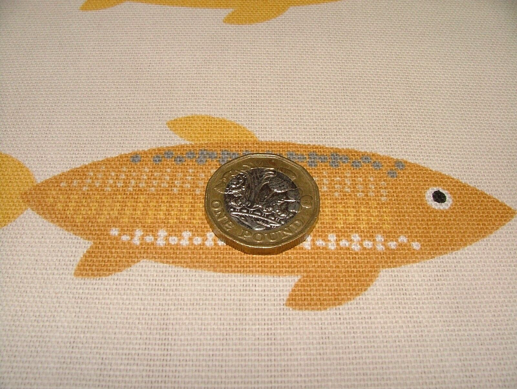 3.1 Metres iLiv Mr Fish Saffron Cotton Fabric Cushion Curtain Upholstery