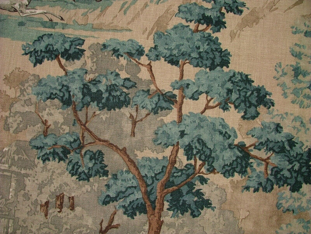 Sanderson Tally Ho Teal Ruby Hunting Horse Linen Fabric Curtain Upholstery Use