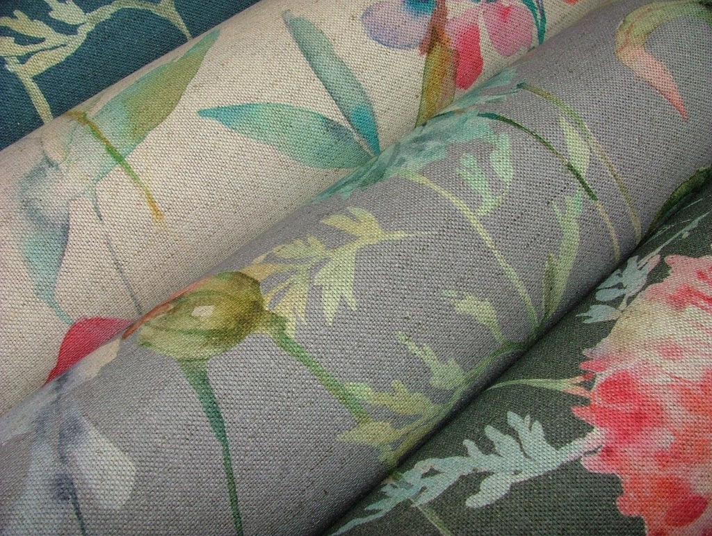 Hydrangea Linen And Cotton Blend Floral Fabric Curtain Cushion Upholstery