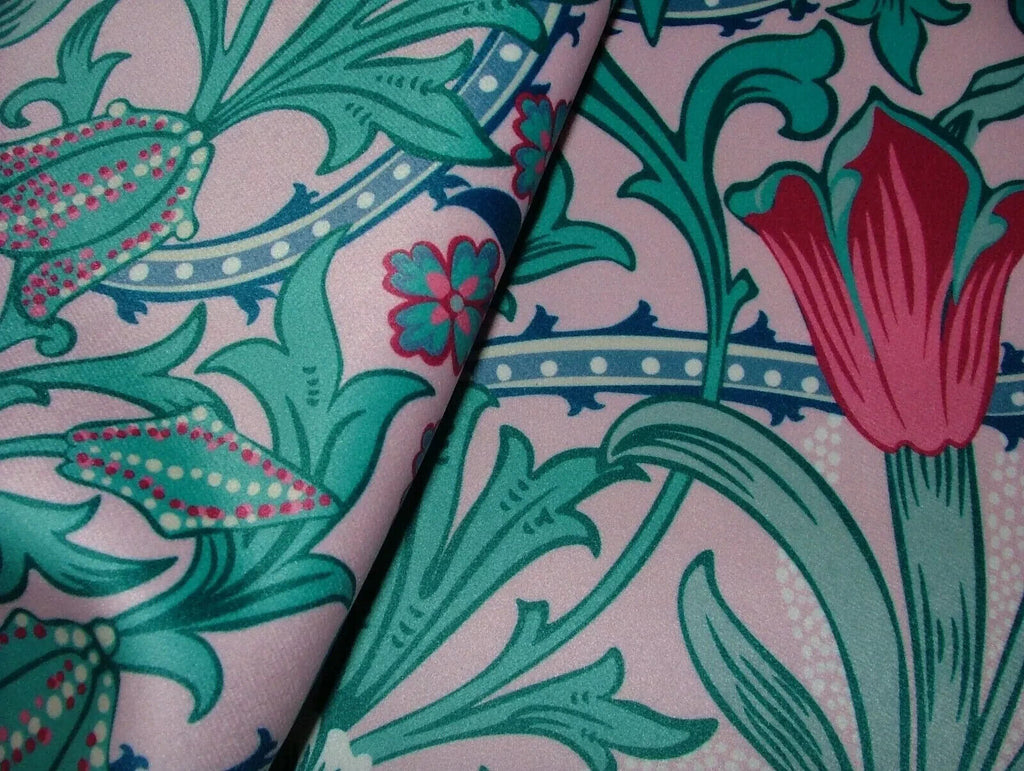 15 Metres Art Nouveau Tulip Floral Pink Velvet Fabric Curtain Upholstery Cushion