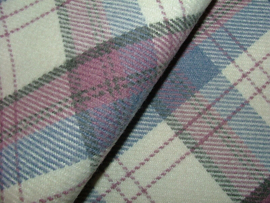 17 Metres Heather Lilac Wool Effect Tartan Upholstery Cushion Curtain Fabric