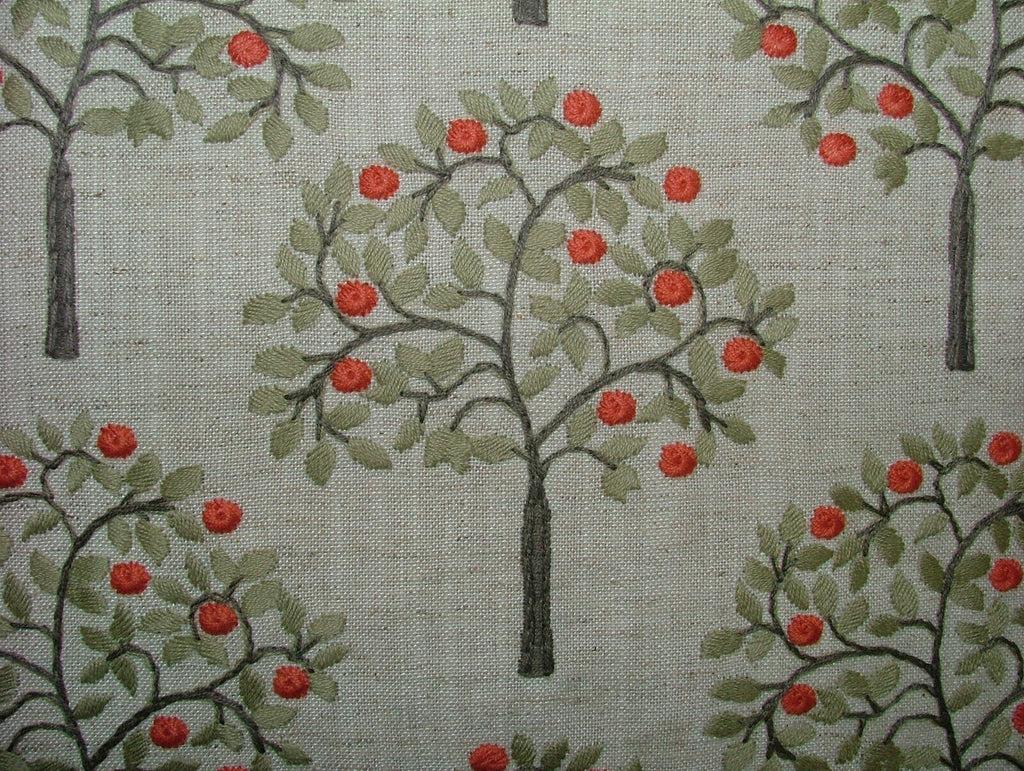 2 Metres Orange Grove Spruce Embroidered Fabric Curtain Upholstery Cushion