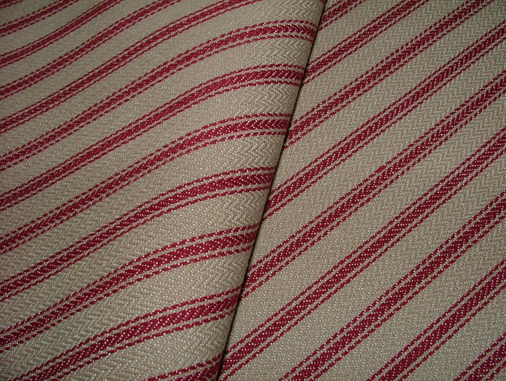 Harrogate Herringbone Berry Beige 100% Cotton Ticking Curtain Upholstery Fabric