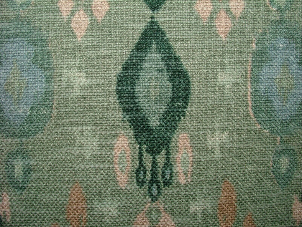 iLiv Boho Sage Green Ikat Linen Blend Cotton Curtain Upholstery Cushion Fabric