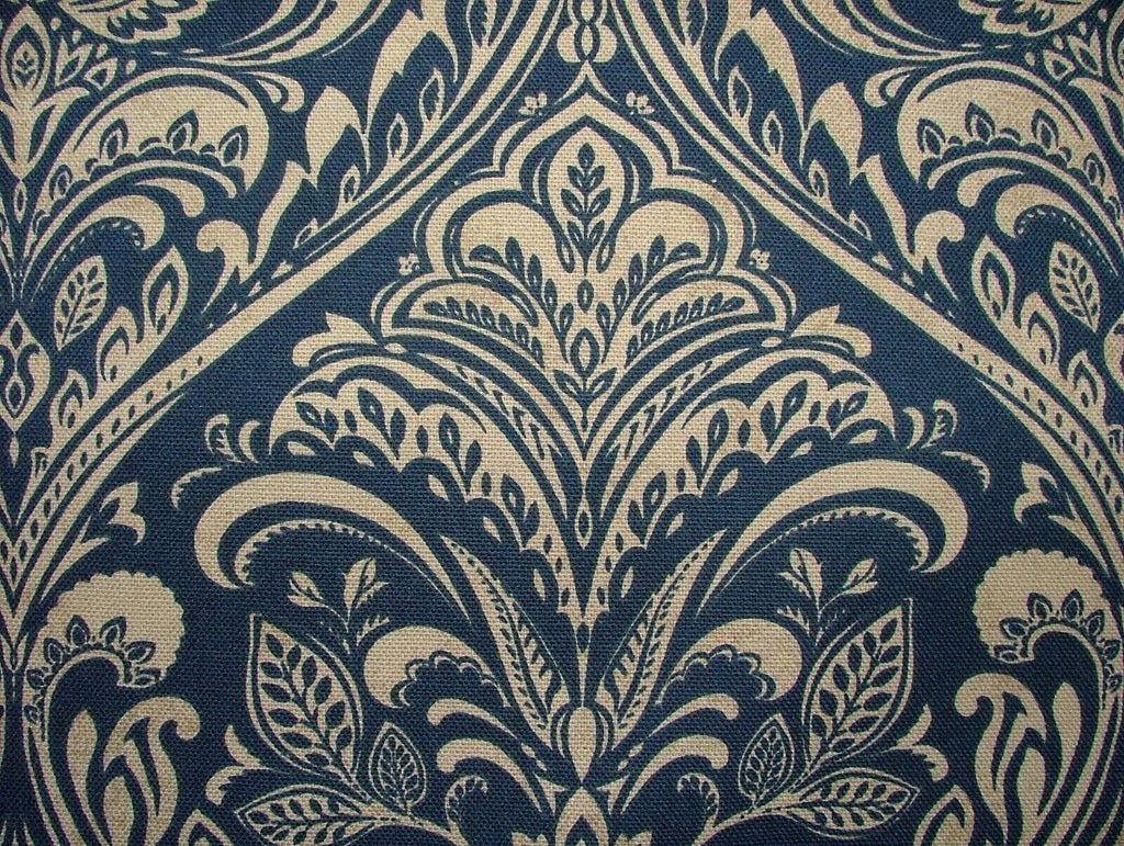 Windermere Indigo Blue Cotton Curtain Upholstery Cushion Roman Blind Fabric