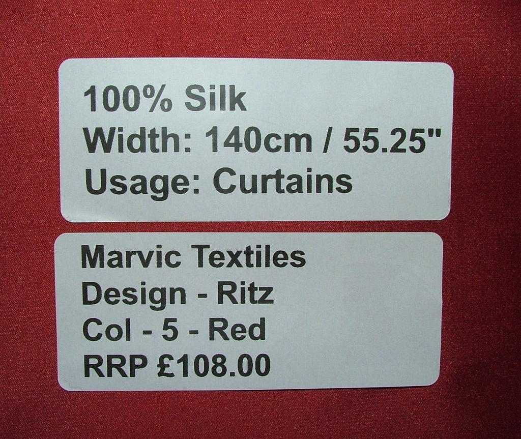 Marvic Textiles Silk Fabric RITZ RED Curtain Use  RRP £3888.00    -    17 Metres0