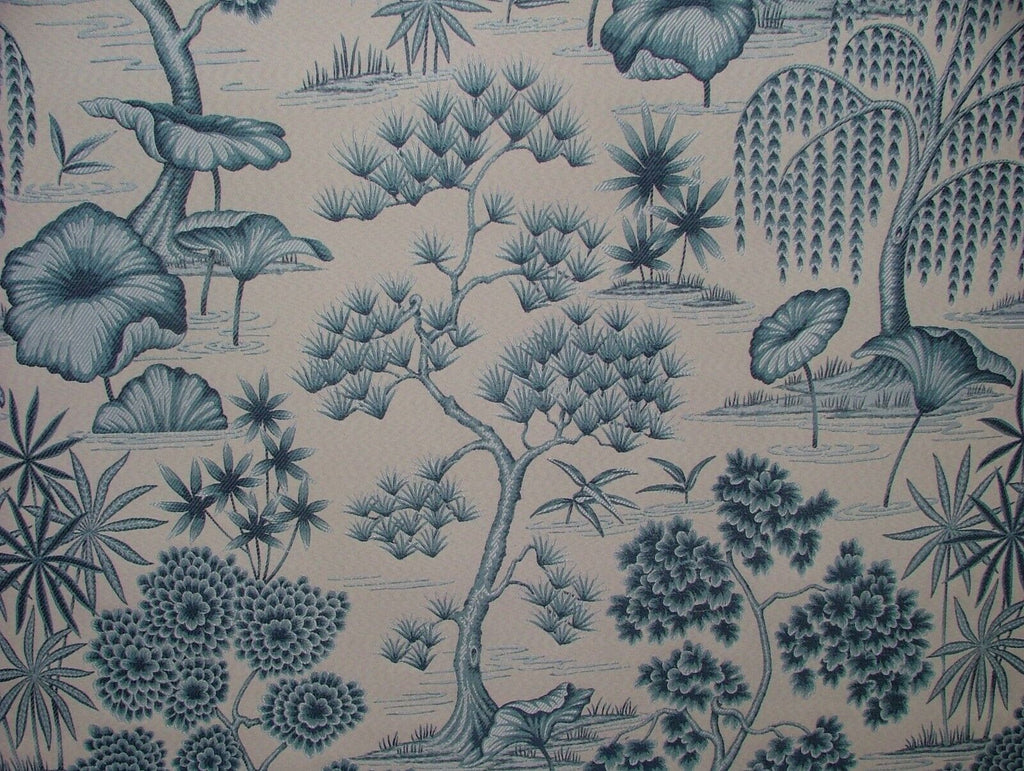 Japanese Oriental Tree Delft Jacquard Fabric Curtain Upholstery Cushion Blind