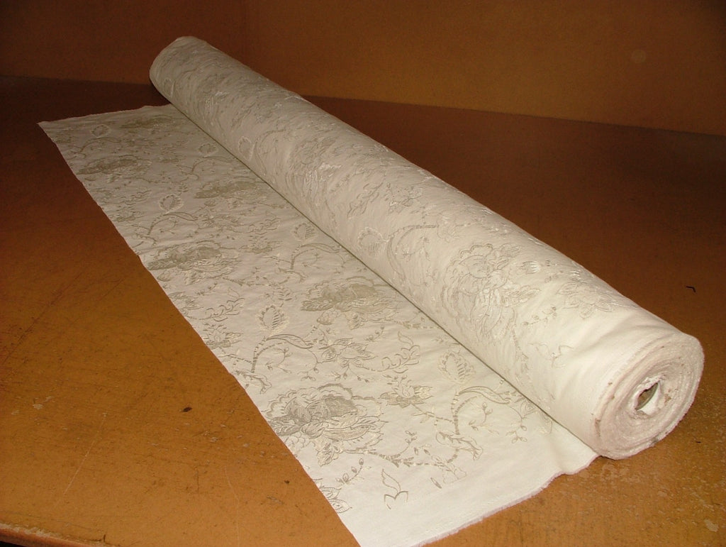 Sandringham Embroidered Curtain Fabric Natural Upholstery  Cushion 23 Metres1
