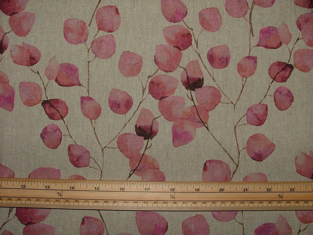 Eucalyptus Tree Leaf Pink Linen Cotton Fabric Curtain Cushion Upholstery Craft